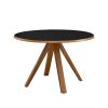 Mid-Century Modern Minimal Round Dining Table â€“ Black / English Oak
