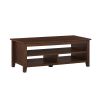 Coastal Grooved Panel Coffee Table with Lower Shelf â€“ Dark Walnut