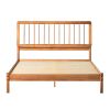 Mid-Century Modern Solid Wood Queen Spindle Bed â€“ Caramel