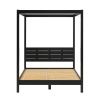 Modern Minimalist Boho Queen Canopy Bedframe â€“ Black