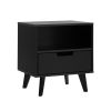 Modern 1-Drawer Nightstand with Open Cubby â€“ Black