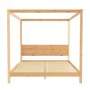 Modern Minimalist Boho King Canopy Bedframe â€“ Natural Pine
