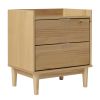 Mid-Century Modern 2-Drawer Solid Wood Nightstand â€“ Natural Pine