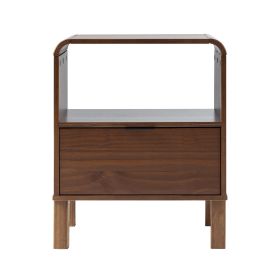 Modern Minimalist Curved-Top Solid Wood Nightstand â€“ Brown