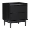 Mid-Century Modern 2-Drawer Solid Wood Nightstand â€“ Black
