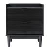 Mid-Century Modern 2-Drawer Solid Wood Nightstand â€“ Black
