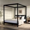 Modern Minimalist Boho Queen Canopy Bedframe â€“ Black
