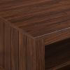 Coastal Grooved Panel Coffee Table with Lower Shelf â€“ Dark Walnut