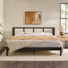 Boho Solid Wood Rattan Panel Headboard King Bedframe â€“ Black