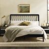 Mid-Century Modern Solid Wood Queen Spindle Bed â€“ Black
