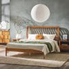Mid-Century Modern Solid Wood Queen Spindle Bed â€“ Caramel