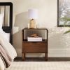 Modern Minimalist Curved-Top Solid Wood Nightstand â€“ Brown