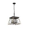 4-Light Farmhouse Chandeliers For Dining Room Oak(No Bulbs)