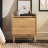 Mid-Century Modern 2-Drawer Solid Wood Nightstand â€“ Natural Pine