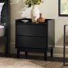 Mid-Century Modern 2-Drawer Solid Wood Nightstand â€“ Black