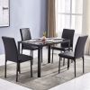 Simple Assembled Tempered Glass & Iron Dinner Table Black(Replacement code: 13028197-55761004)