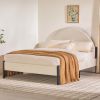 Modern Upholstered Curved Headboard Queen Bedframe â€“ Oatmeal