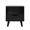 Modern 1-Drawer Nightstand with Open Cubby â€“ Black