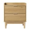 Mid-Century Modern 2-Drawer Solid Wood Nightstand â€“ Natural Pine