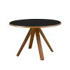 Mid-Century Modern Minimal Round Dining Table â€“ Black / English Oak