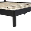 Boho Solid Wood Rattan Panel Headboard King Bedframe â€“ Black