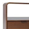 Modern Minimalist Curved-Top Solid Wood Nightstand â€“ Brown