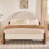 Modern Upholstered Curved Headboard Queen Bedframe â€“ Oatmeal