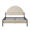 Modern Upholstered Curved Headboard Queen Bedframe â€“ Oatmeal