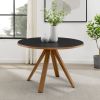 Mid-Century Modern Minimal Round Dining Table â€“ Black / English Oak