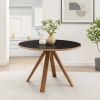 Mid-Century Modern Minimal Round Dining Table â€“ Black / English Oak